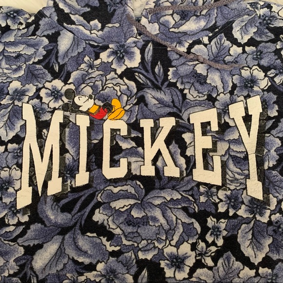 Vintage Mickey Mouse Hoodie Allover Floral Print Jerry Leigh USA Made Disney - Picture 8 of 10
